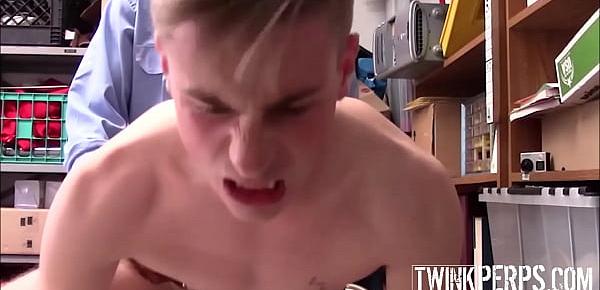  Young Blonde Straight Twink Caught Stealing Sex Toy In Sex Shop Fucked By Gay Black Security Guard For Freedom